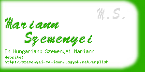 mariann szemenyei business card